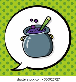 witch's pot doodle, speech bubble