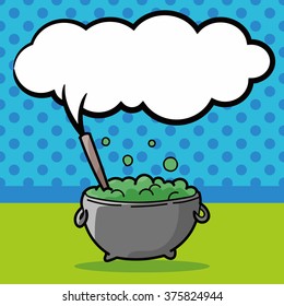 witch's pot doodle, speech bubble