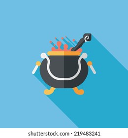 Witch's pot flat icon with long shadow,eps10