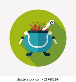 Witch's pot flat icon with long shadow,eps10