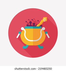 Witch's pot flat icon with long shadow,eps10