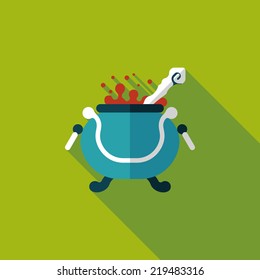 Witch's pot flat icon with long shadow,eps10