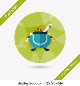 Witch's pot flat icon with long shadow,eps10