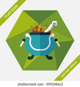 Witch's pot flat icon with long shadow,eps10