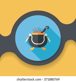Witch's pot flat icon with long shadow,eps10
