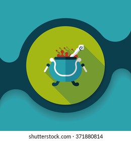 Witch's pot flat icon with long shadow,eps10
