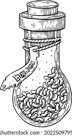 A Witch's Potion Bottle, With Magic Beans.