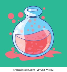 Witch's spell potion bottle in a fictional world