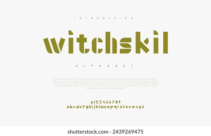 Witchskill creative geometric modern urban alphabet font. Digital abstract futuristic, fashion, sport, minimal technology typography. Simple numeric vector illustration
