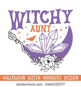 Witchy aunt scary Halloween, Happy Halloween witch floral designs