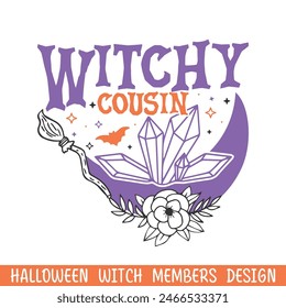 Witchy cousin scary Halloween, Happy Halloween witch floral designs