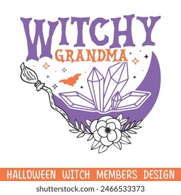 Witchy grandma scary Halloween, Happy Halloween witch floral designs