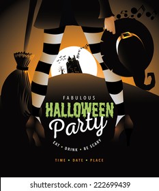 Witchy Halloween party invite EPS 10 vector 