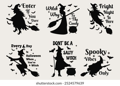 Witchy Halloween Quotes and Silhouettes