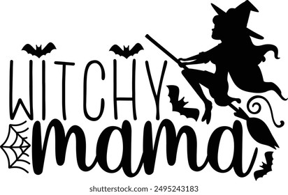 Witchy Mama Funny Halloween Mom Typography Design