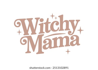 Witchy Mama, Retro Halloween Witch typography T shirt design