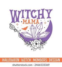 Witchy mama scary Halloween, Happy Halloween witch floral designs