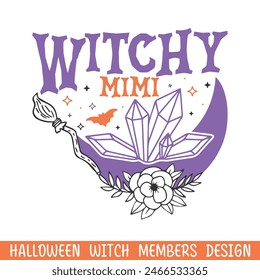 Witchy mimi scary Halloween, Happy Halloween witch floral designs