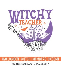 Witchy teacher scary Halloween, Happy Halloween witch floral designs