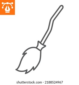Witct broom line Symbol, Umrisssymbol für Web-Site oder mobile App, Halloween und Magie, Broomstick-Vektorsymbol, einfache Vektorgrafik, Vektorgrafiken mit bearbeitbaren Strichen.