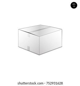 wite cardboard box ?losed taped up and isolated on a white background. Vector