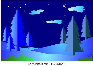 witer land with snow and pine trees