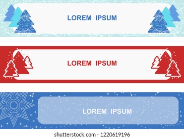 Witer Set with Three New Year Christmas Banners Vector Illustration