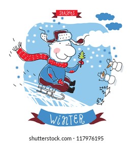 witer_man, vector illustration, nature theme