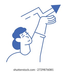 con un icono de estilo de línea que representa a una persona con una flecha de dirección


