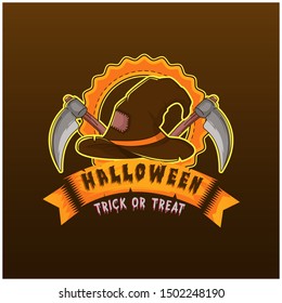 Withcher hat logo and sickle illustration logo