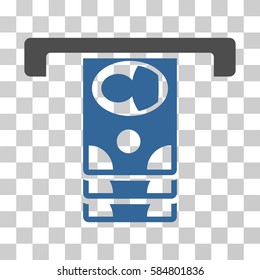 Withdraw Banknotes icon. Vector illustration style is flat iconic bicolor symbol, cobalt and gray colors, transparent background. Designed for web and software interfaces.
