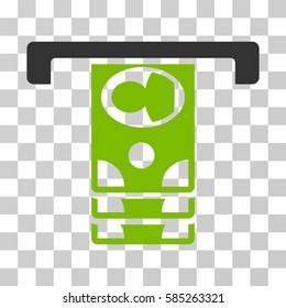 Withdraw Banknotes icon. Vector illustration style is flat iconic bicolor symbol, eco green and gray colors, transparent background. Designed for web and software interfaces.