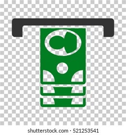 Withdraw Banknotes icon. Vector pictograph style is a flat symbol, color, chess transparent background. Designed for software and web interface toolbars and menus.