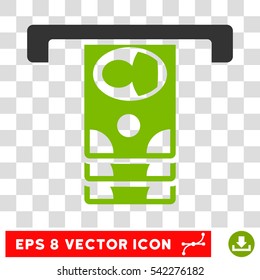 Withdraw Banknotes vector icon. Image style is a flat eco green and gray iconic symbol.