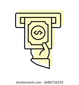 Farbschatten-Dünnlinien-Symbol zurückziehen, Vektor, Pixel perfekt, Illustratordatei 