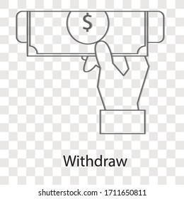 Withdraw concept on transparency background. Creative idea design. Flat vector illustration for template, brochure or presentation.