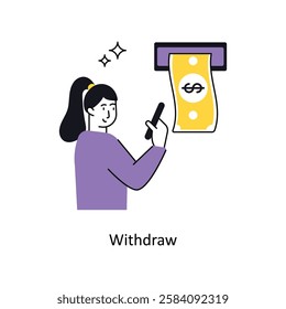 Withdraw Concept vector illustration.  isolated on white Background.