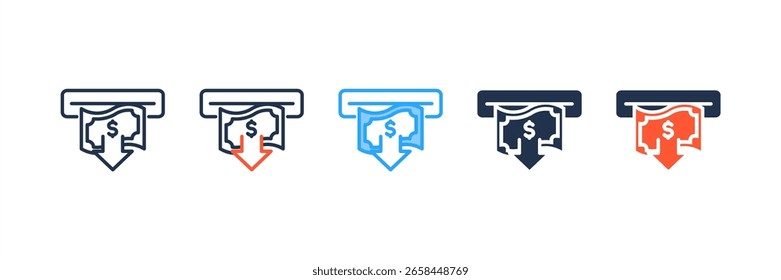 ícone Retirar Fundos definir coleta de vários estilos