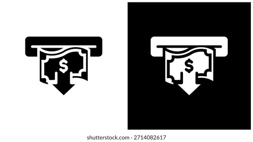 Icono De Retirar Fondos Fijado En Fondo Blanco Y Negro