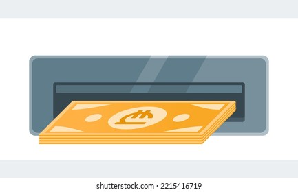 Withdraw Georgian Lari Money from ATM Illustration