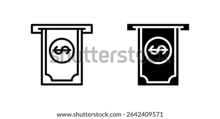 Withdraw icon set illustrating ATM cash-out and banking operations in glyph style