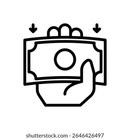 withdraw icon vector with line style