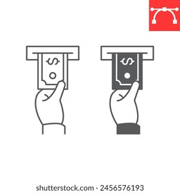 Withdraw line and glyph icon, payment method and finance, withdrawal vector icon, vector graphics, editable stroke outline sign, eps 10.