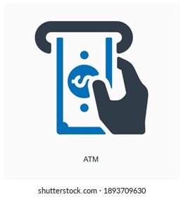 Withdraw money or ATM icon concept