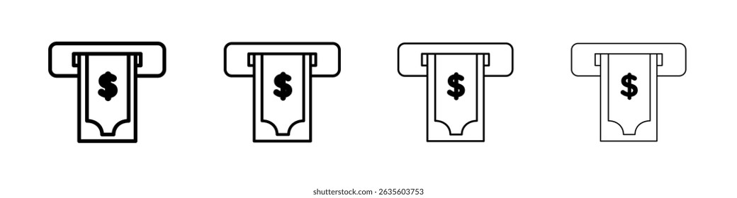 Withdraw Money in ATM icon Flat illustration sign