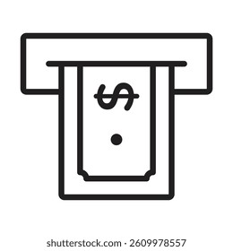 Withdraw Money in ATM icon Line Art Logo set