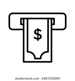 Geldabhebung in ATM Linear Logo-Marke in Schwarz-Weiß