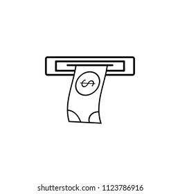 Withdraw money from ATM slot. Vector illustration in flat style