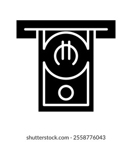 Withdraw money from the bank, euro symbol vector illustration, banking, business icon