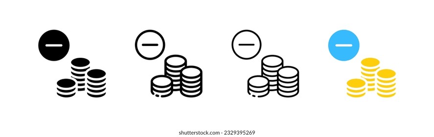 Withdraw money. Different styles, colored, withdraw money from the balance. Vector icons.